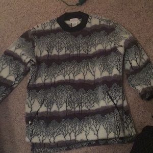 Women’s Fuzzy Grey Trees Christmas Sweater